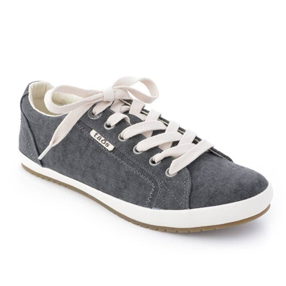 Taos Gray Star Canvas Lace Up Low Top Casual Sneakers Womans Size 10